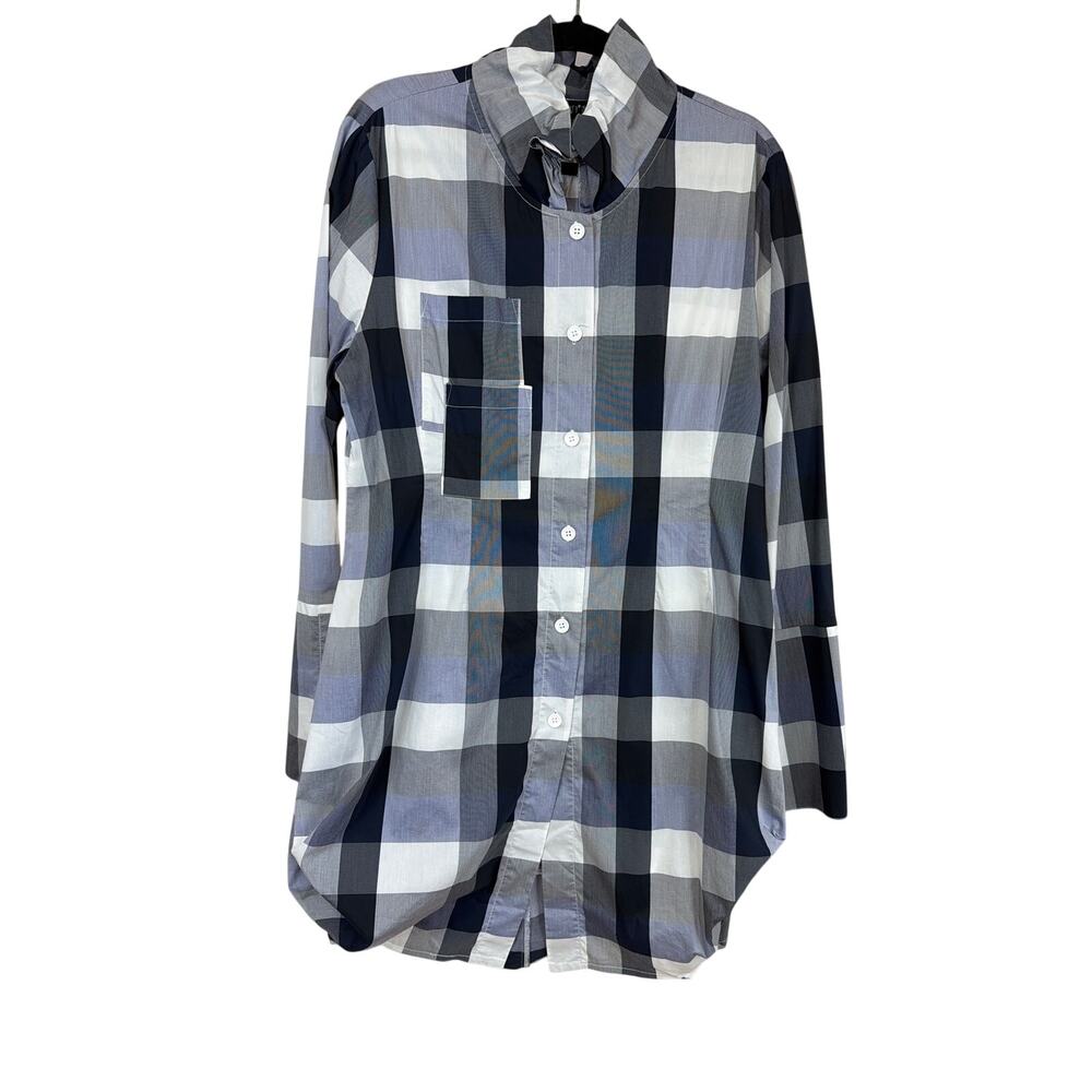 Comfy USA Black, Gray, and White Plaid Tunic Top Size XL